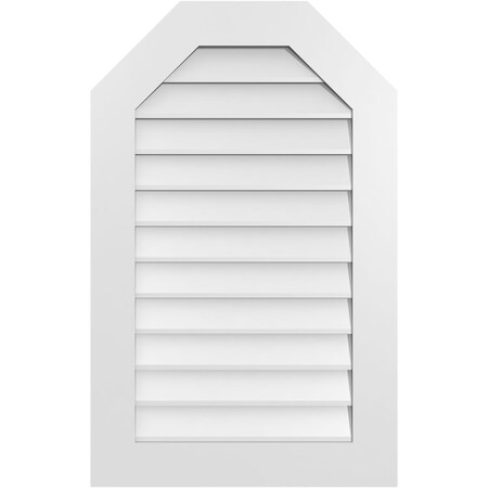 Ekena Millwork Octagonal Top Surface Mount PVC Gable Vent w/ 3-1/2"W x 1"P Standard Frame, 24"W x 38"H GVPOT24X3801SN